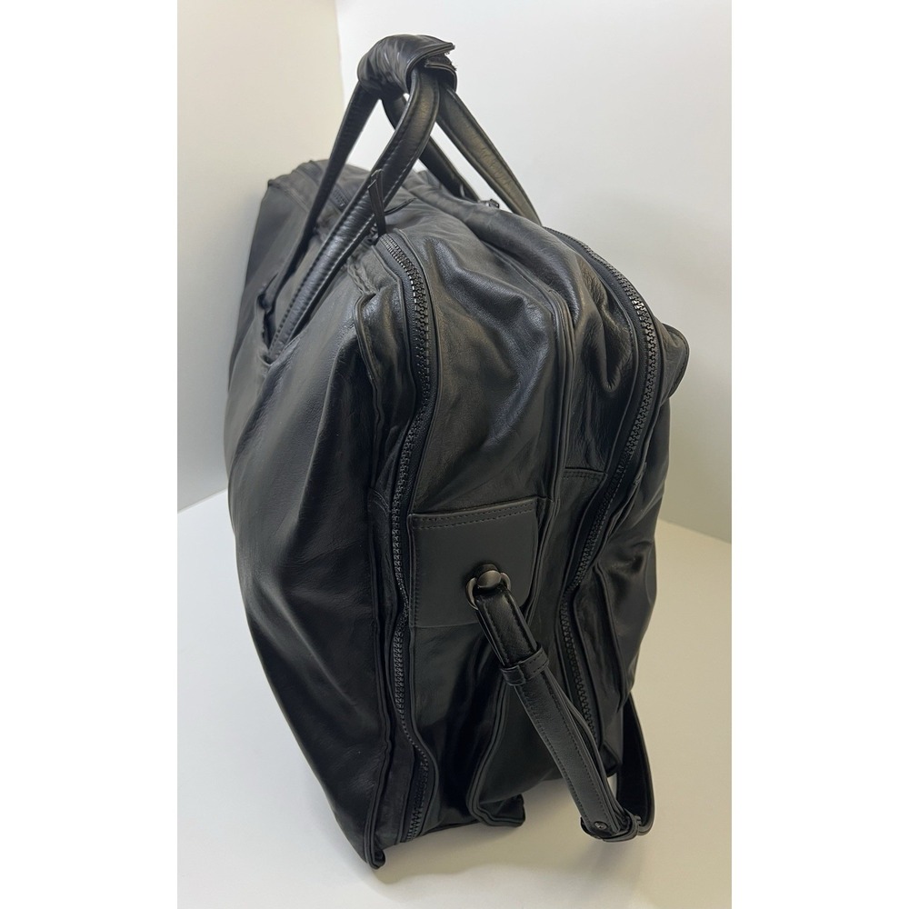 Vintage Stuart Kern America Leather Duffel Bag Black Large LA YULO Private Club - Picture 8 of 16